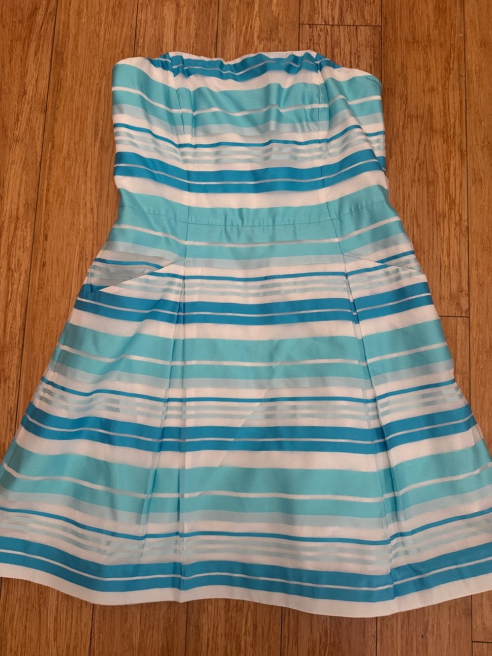 Lilly Pulitzer Strapless Blue & White Striped Blossom Dress